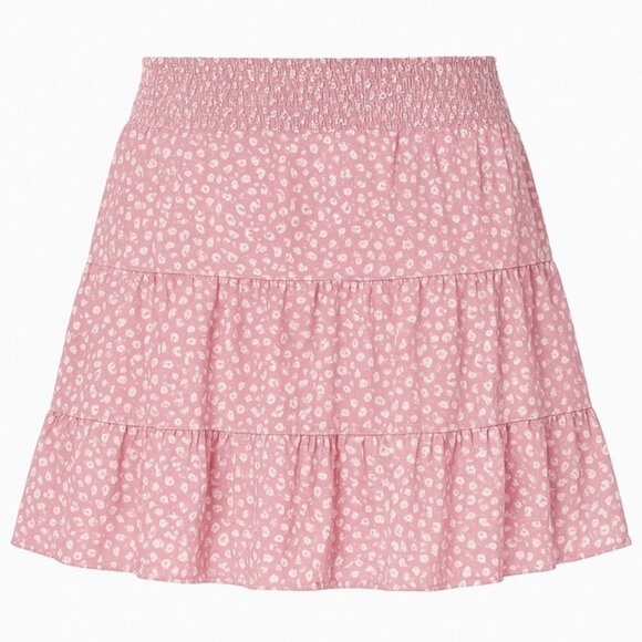 HOLLISTER Pink Floral Ultra High-Rise Tiered Mini Skirt - Size Large - Picture 1 of 3